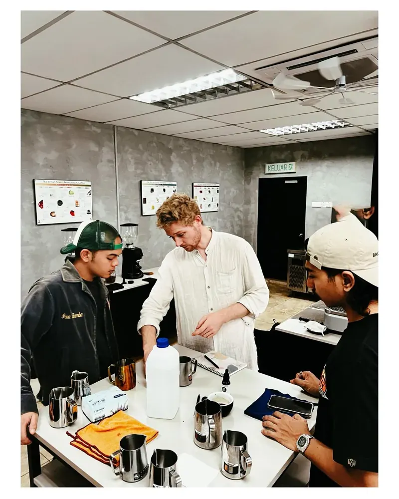 TBP baristas with their trainer on the CSP Barista Skills course