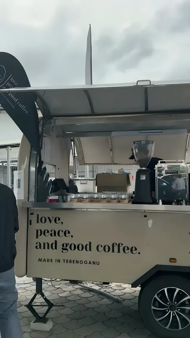 The XOFI coffee cart outside the showroom